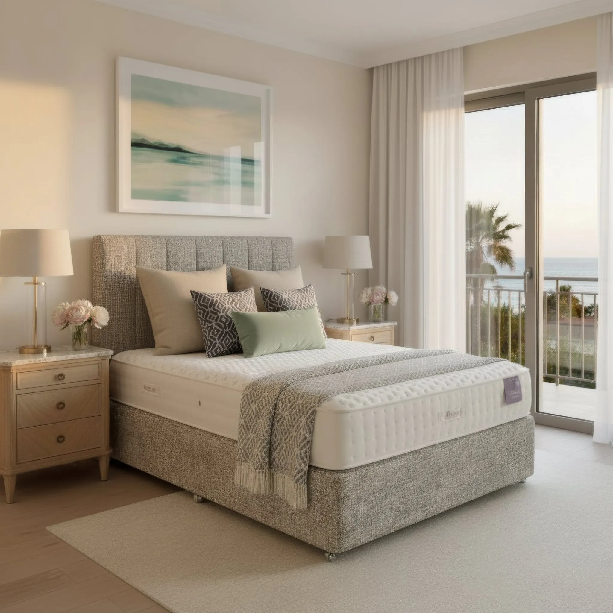 Gene Super King Bed Frame with Storage - Light Grey product