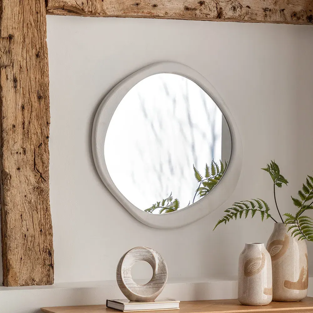 Geneva Pebble Mirror 2 - White, Concrete Effect product