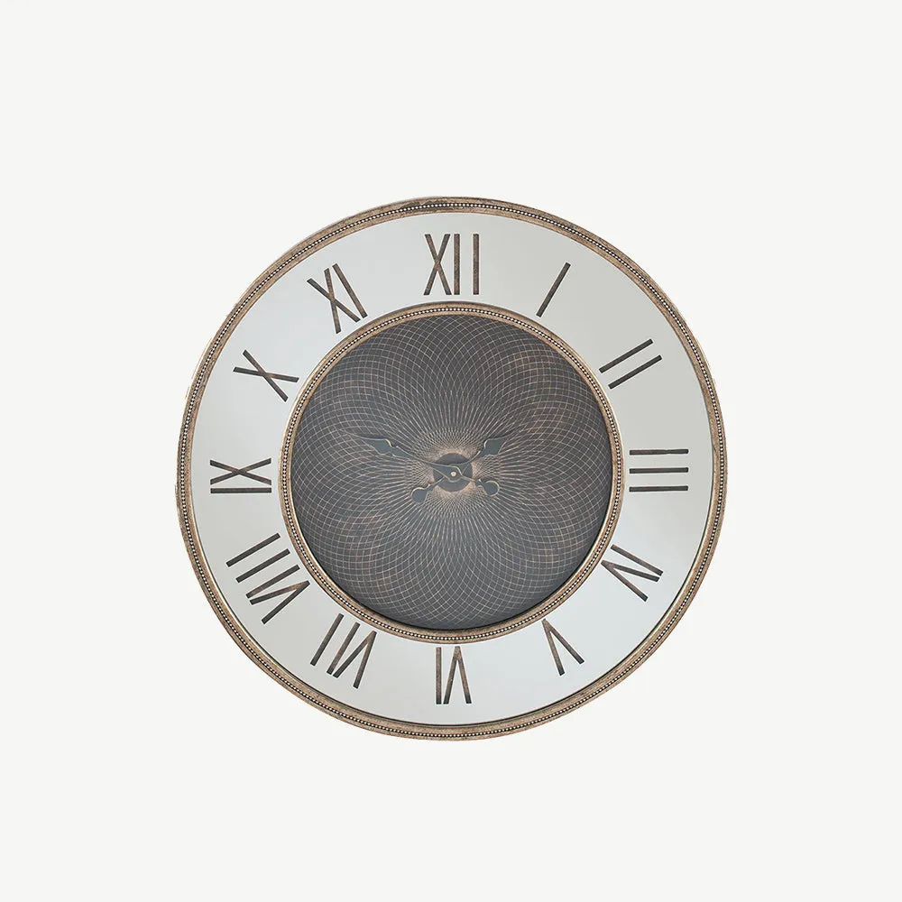 Geo Print Circular Wall Clock - Antique Gold, Metal alternate view