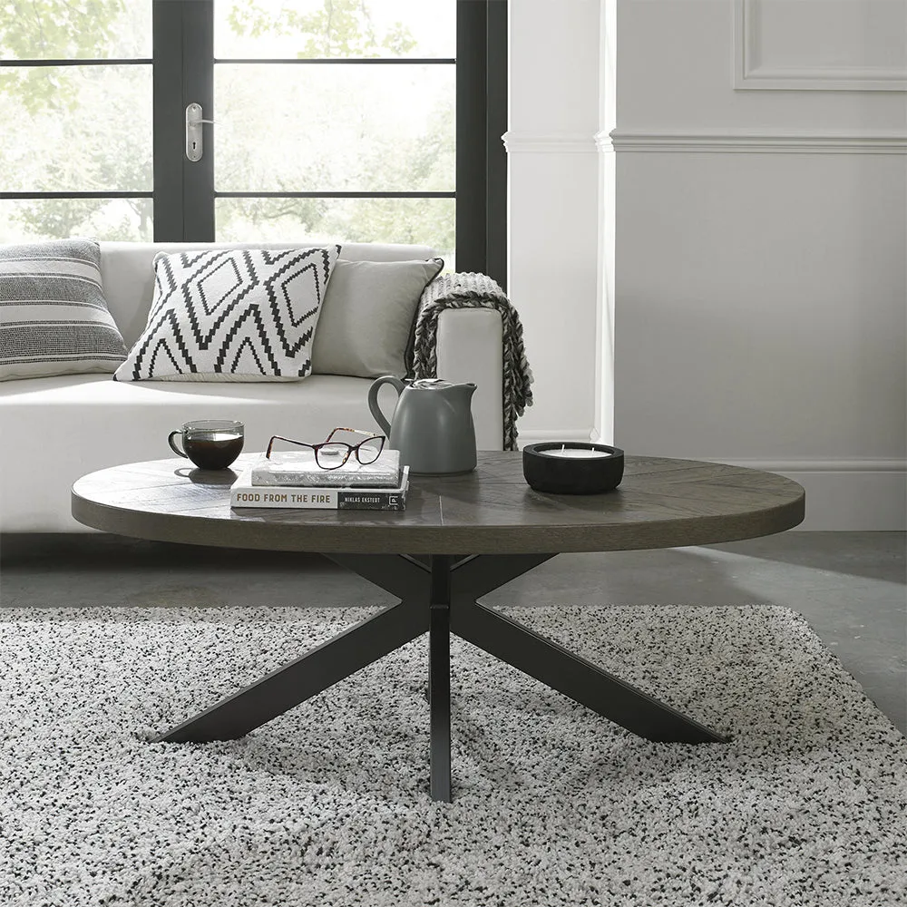 Glendale Fumed Oak Oval Coffee Table - Fumed Oak, Metal product