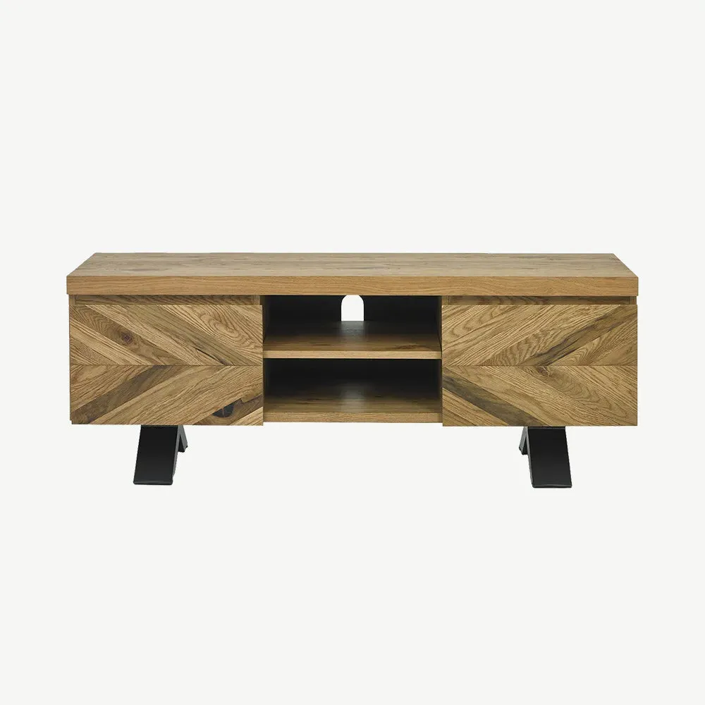 Glendale Rustic Oak Entertainment Unit - Oak, Metal alternate view
