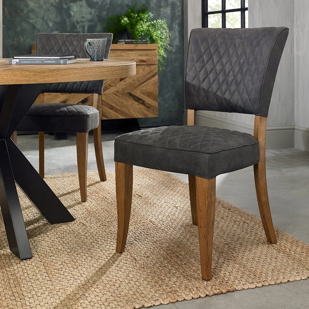 Glendale Rustic Oak Logan Dining Chair - Dark Grey product