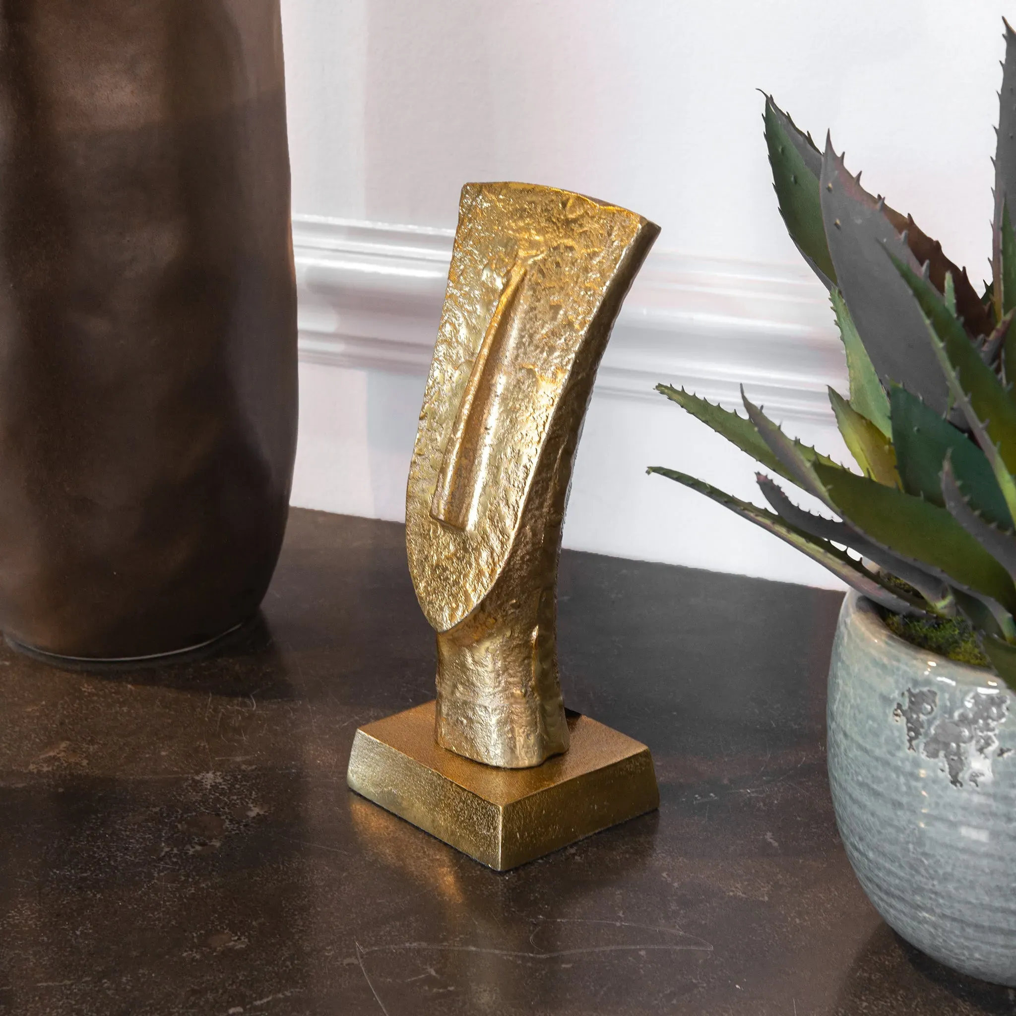 Gold Face Abstract Sculpture - Aluminium alternate view