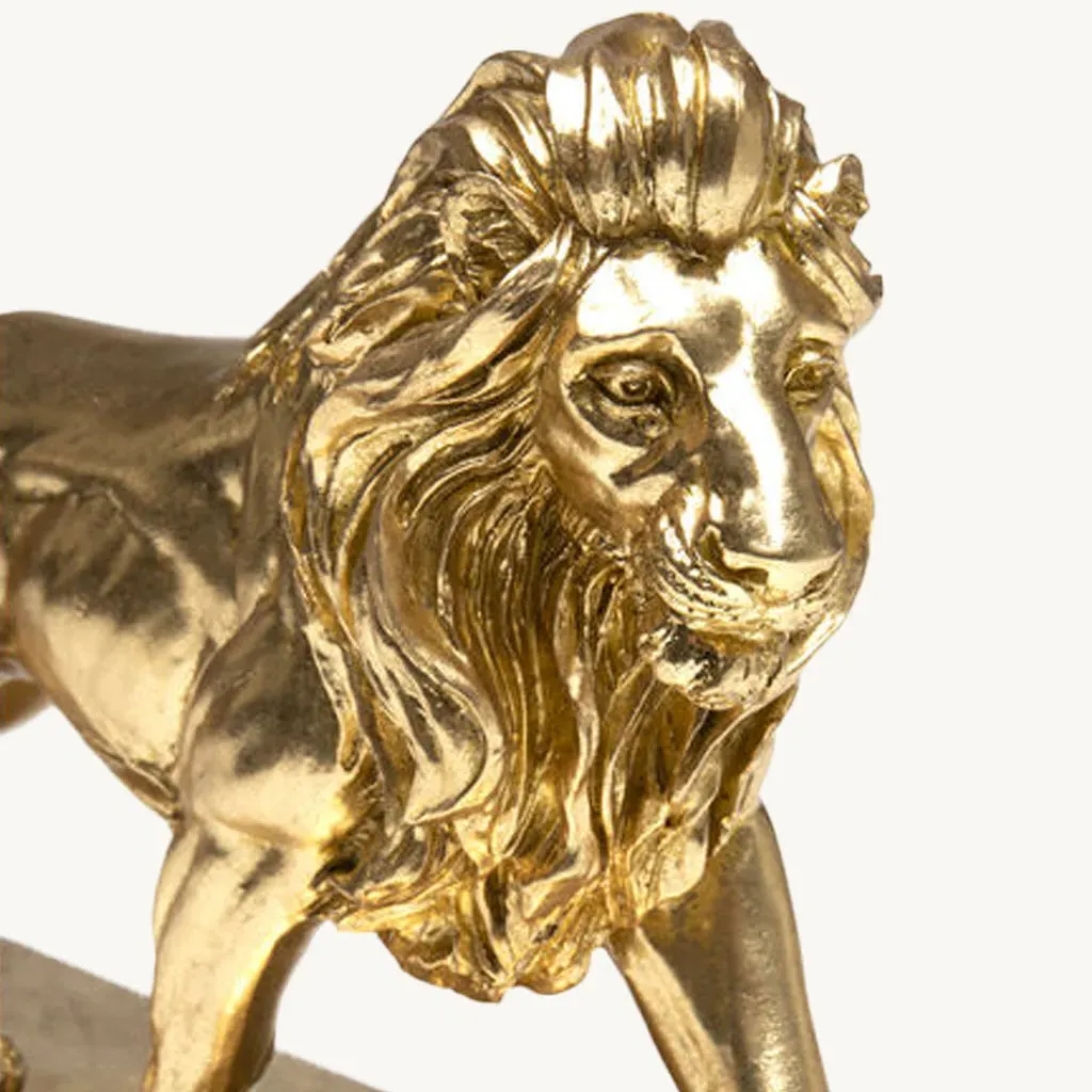 Gold Lion Deco Figurine - Gold, Polyresin alternate view