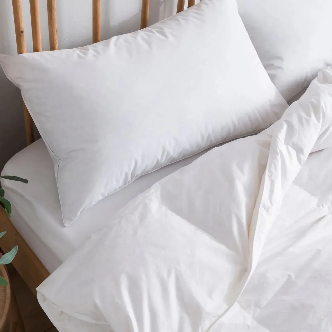 Goose Down Surround Pillow - White, Cotton product