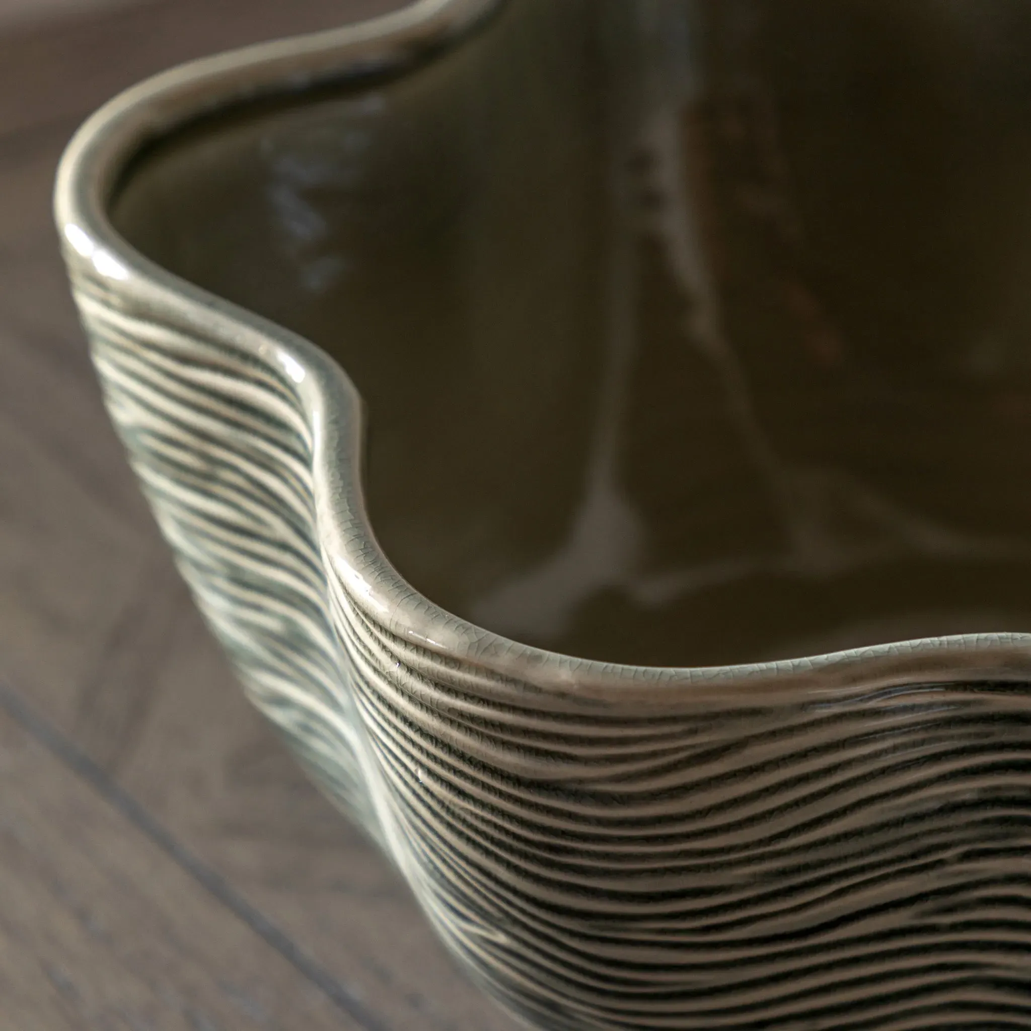Green Glazed Ceramic Bowl - Green alternate view