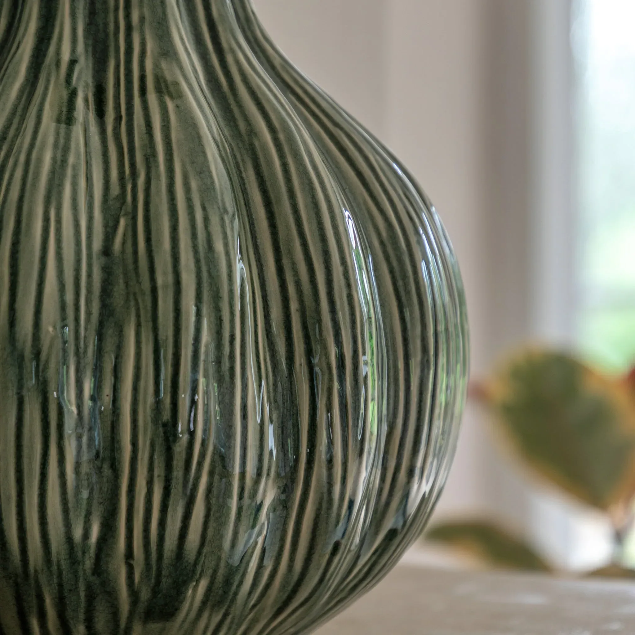 Green Glazed Vase - Green, Ceramic alternate view