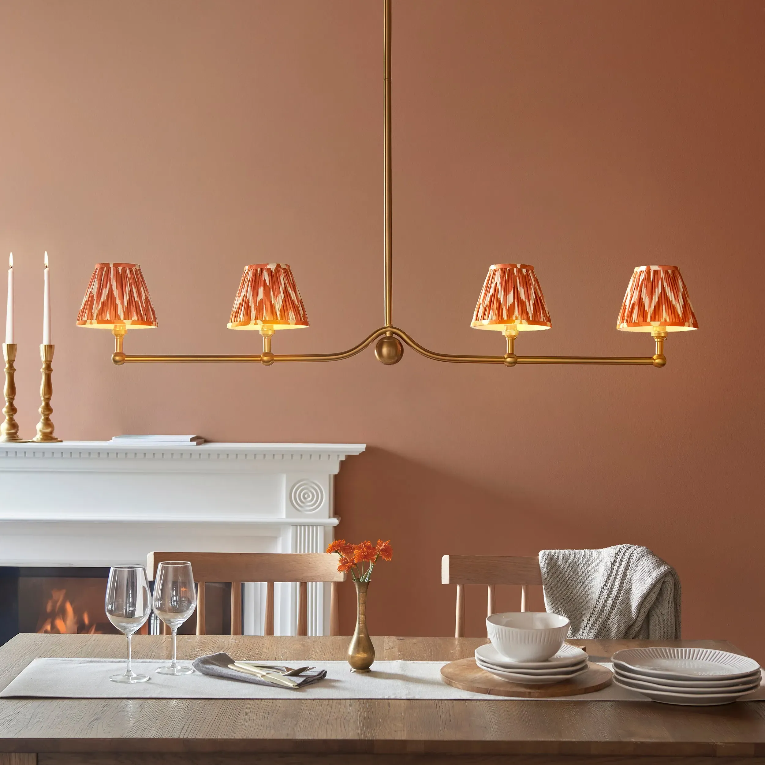 Gunnar 4-Stem Pendant Light - Apricot Orange, Brass product
