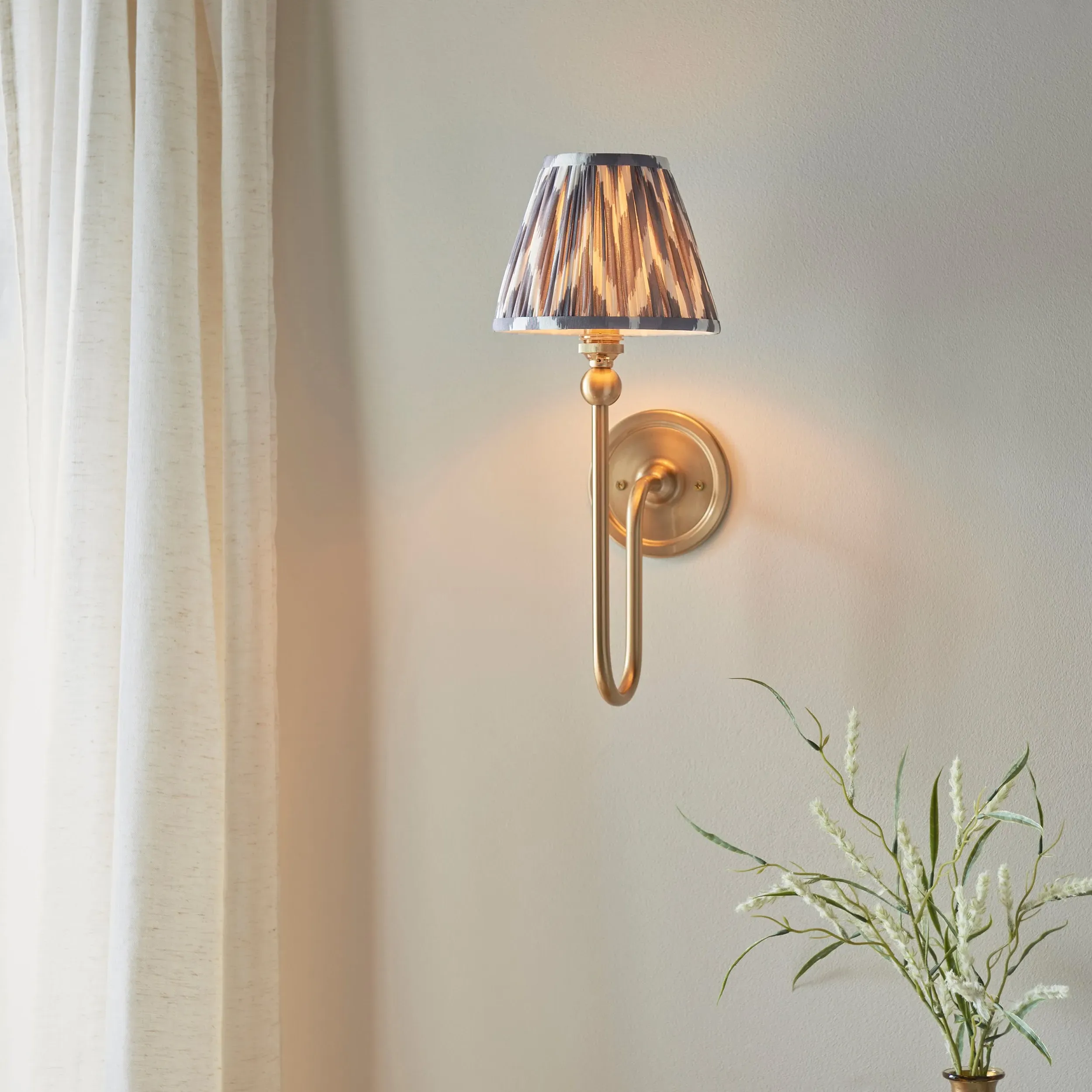 Gunnder Wall Light - Brass, Faux Silk product