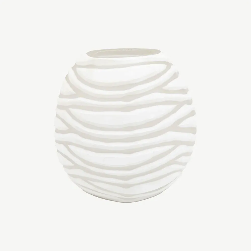 Handblown Carved Glass Vase, Small - White product