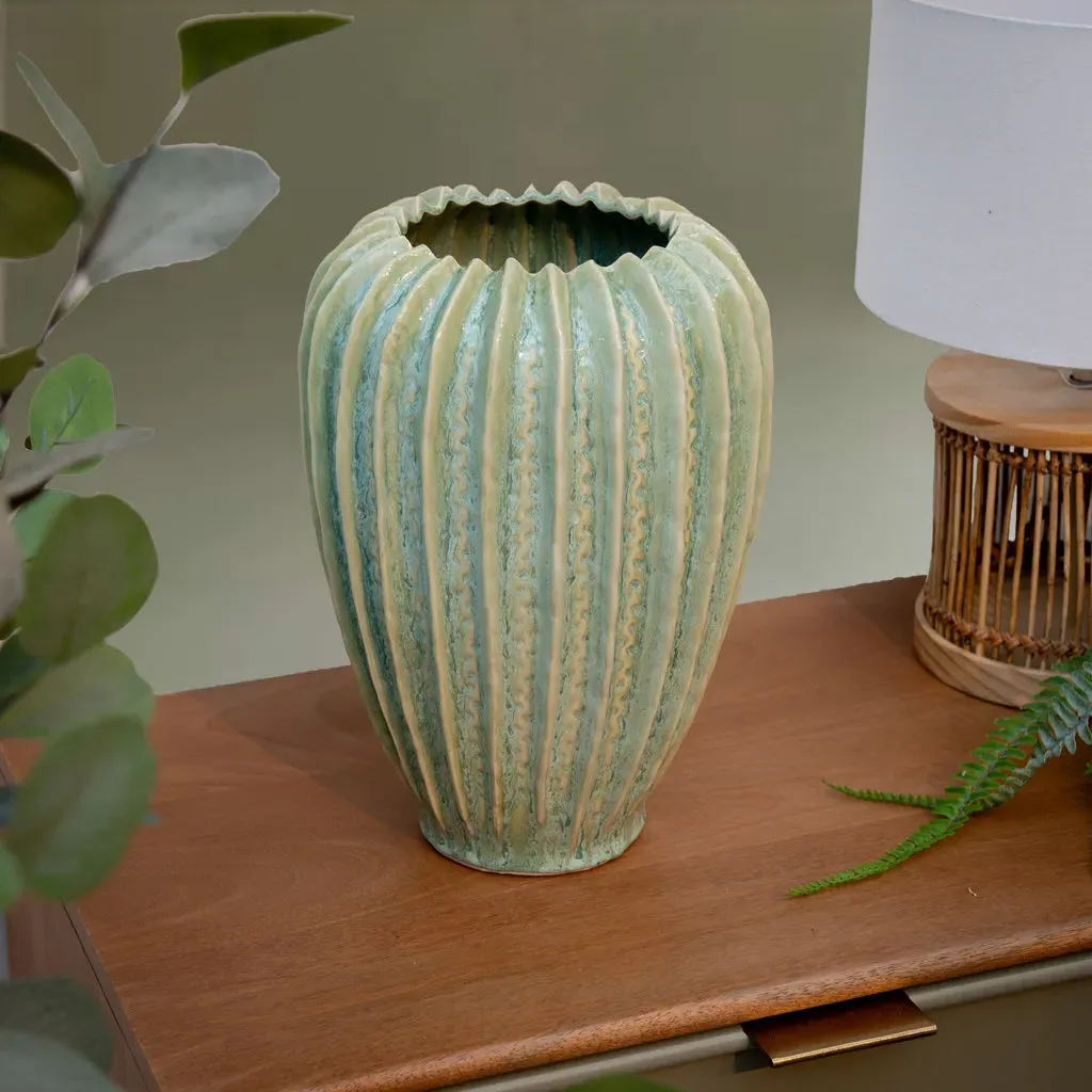 Handmade Tall Vase - Green, Ceramic alternate view