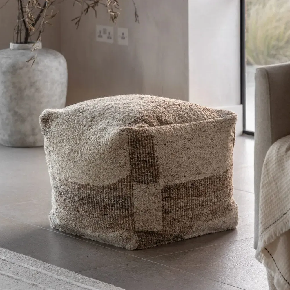 Herning Tonal Pouffe - Natural, Woven Fabric product