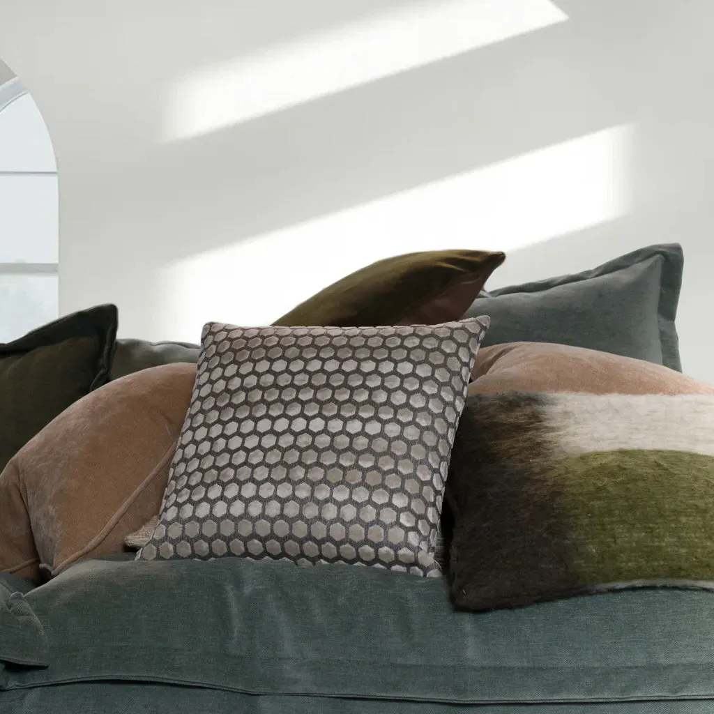 Hex Cut Cushion - Cream, Velvet alternate view