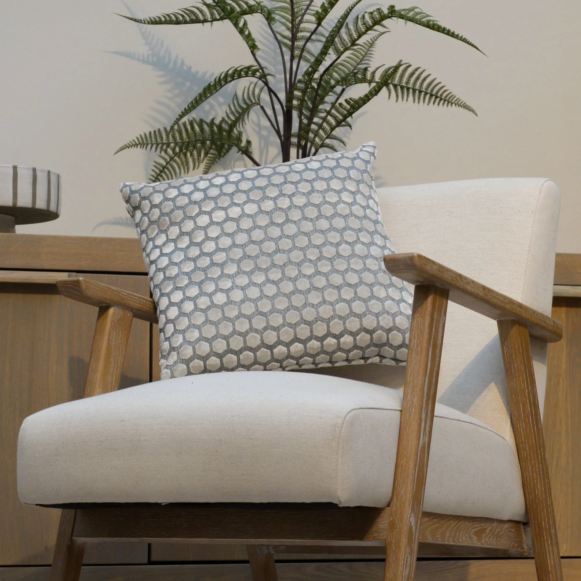 Hex Cut Cushion - Cream, Velvet product