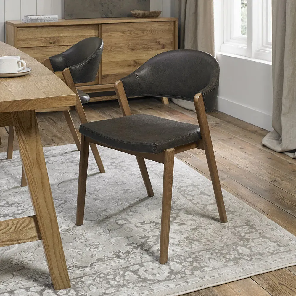 Highgate Rustic Oak Dining Chair - Black product
