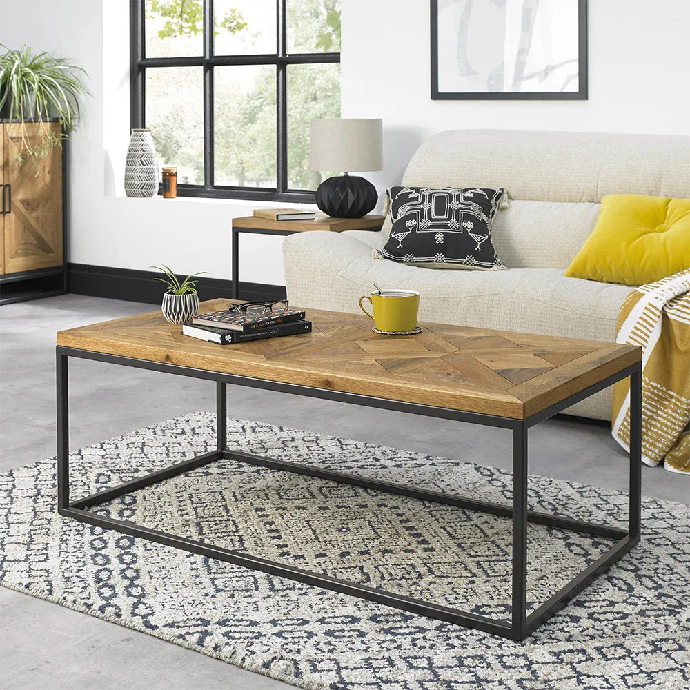 Hindon Coffee Table - Rustic Oak, Metal product