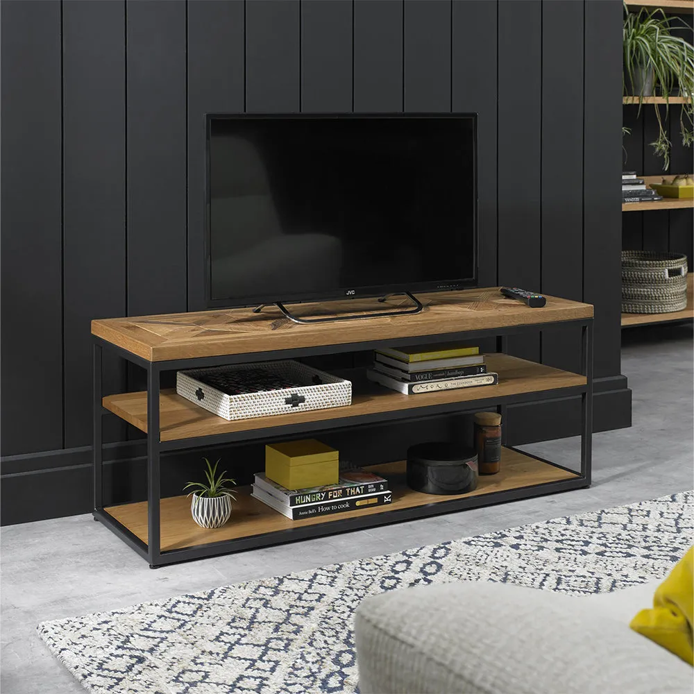 Hindon Open Entertainment Unit - Rustic Oak, Metal product