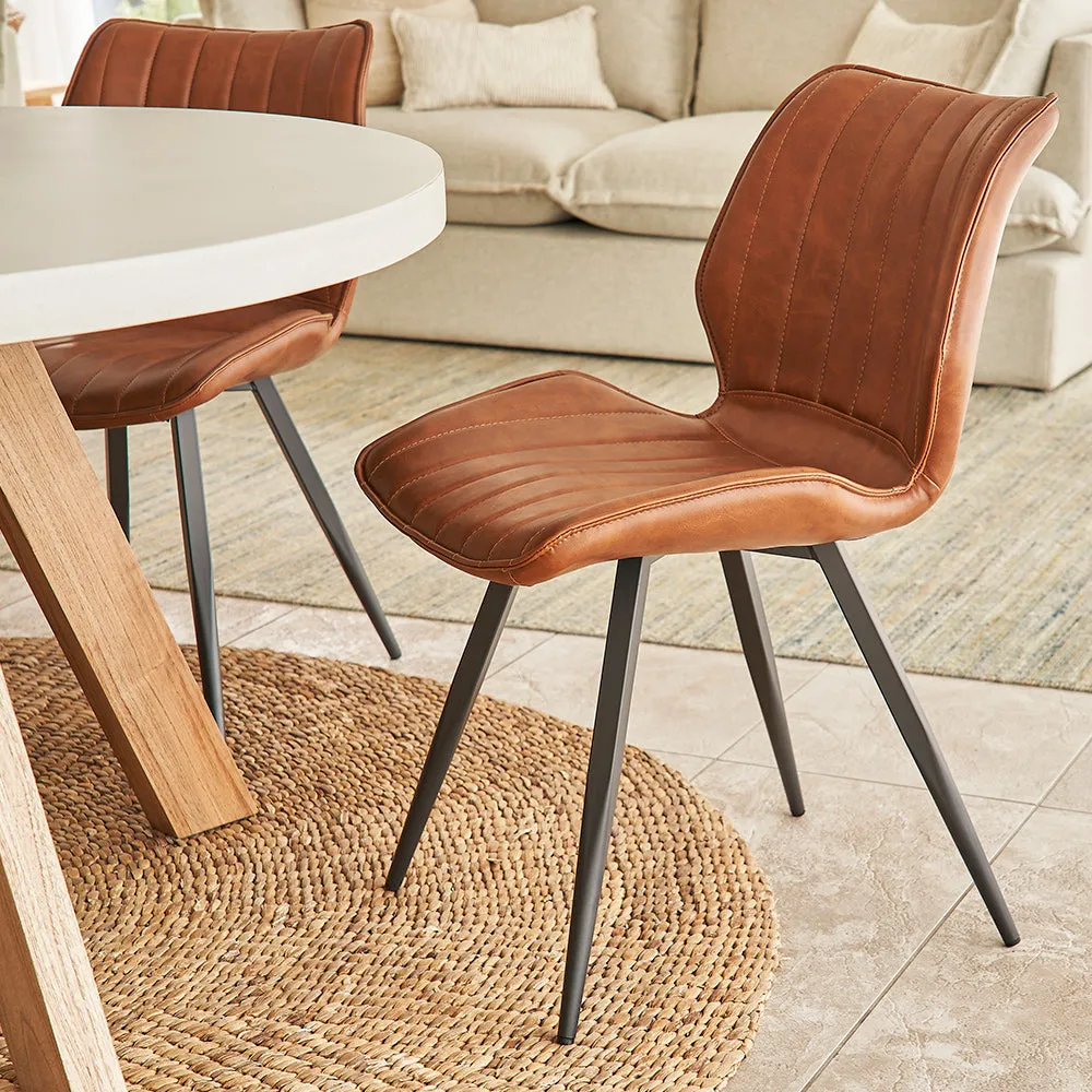 Hudson Dining Chair - Light Brown, Vegan Leather product