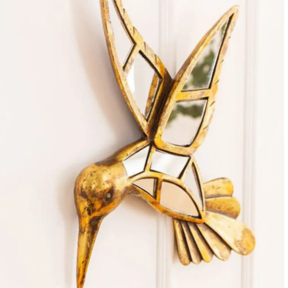 Hummingbird Decorative Wall Mirror - Gold, Metal alternate view