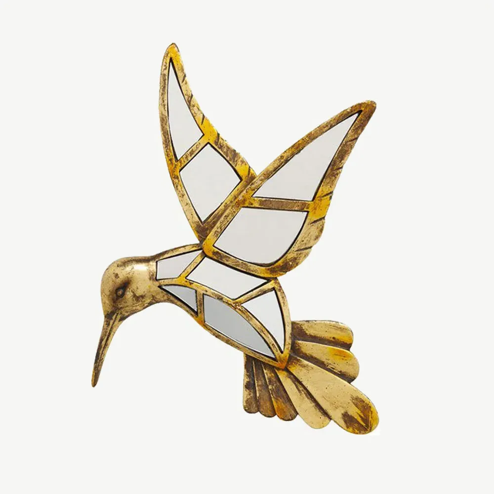 Hummingbird Decorative Wall Mirror - Gold, Metal product
