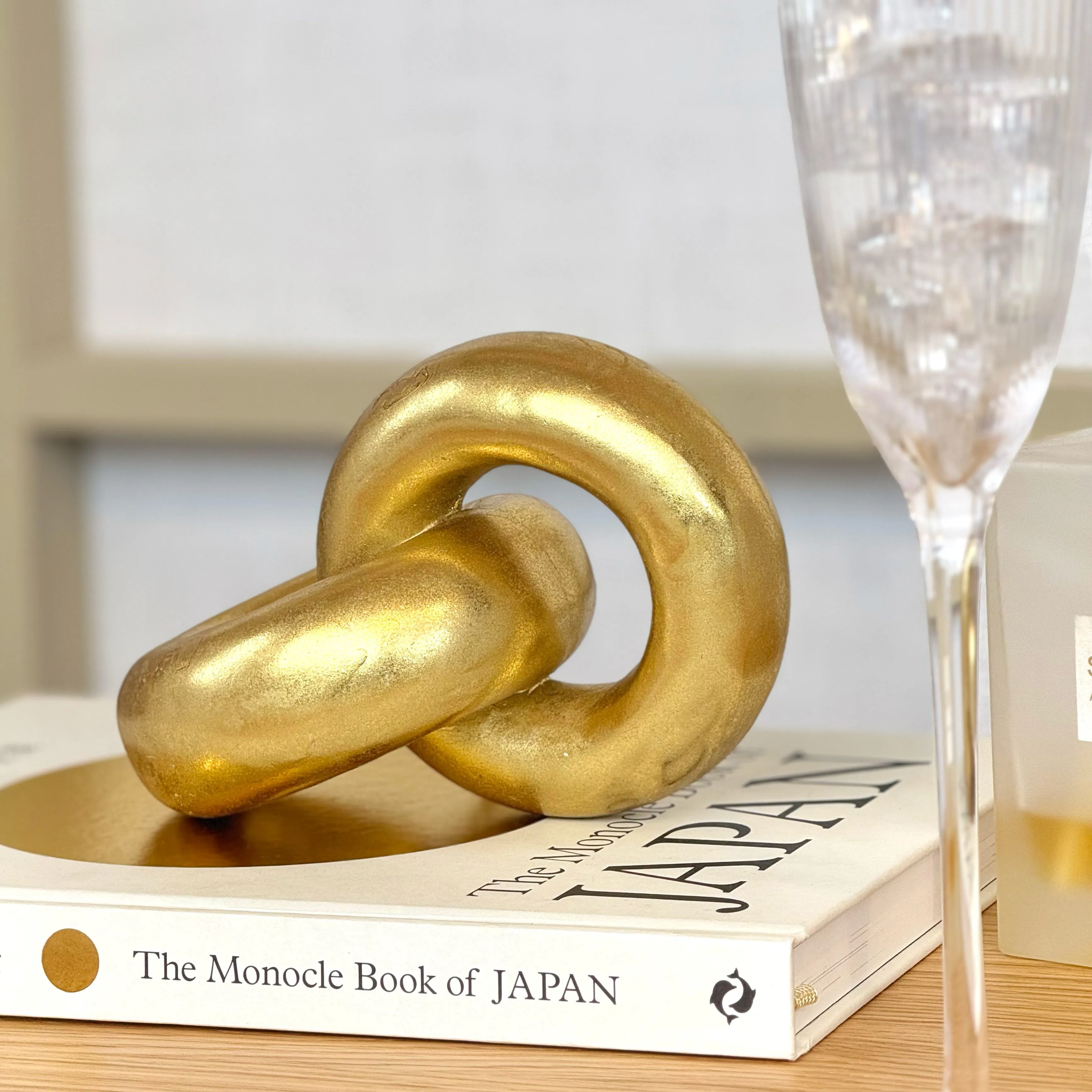 Interlocking Rings Ornament - Gold, Polyresin alternate view