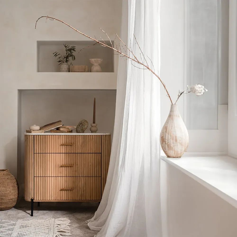 Java 3 Drawer Bedside Chest - Marble, Mango Wood product