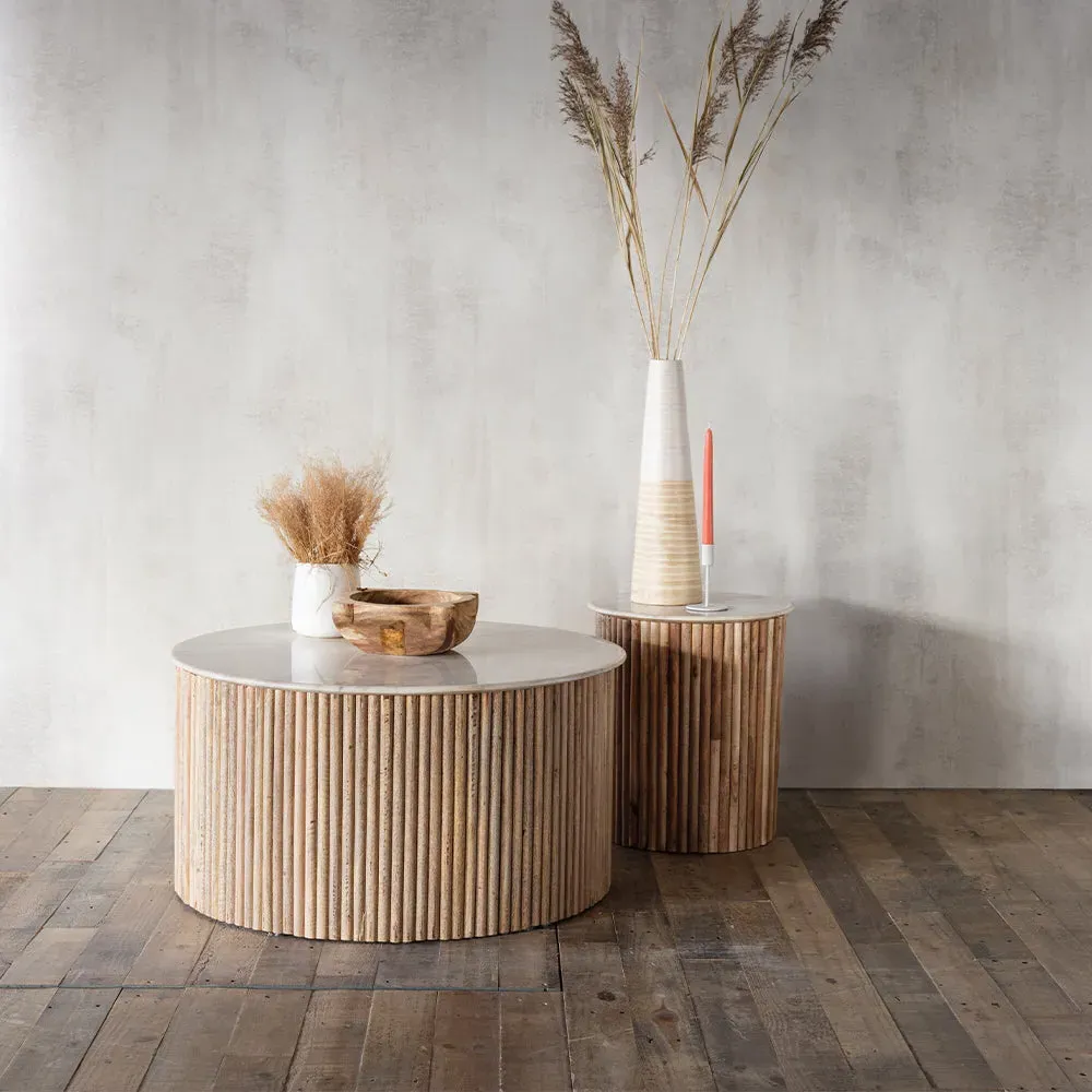 Java Coffee Table - White Marble, Mango Wood product