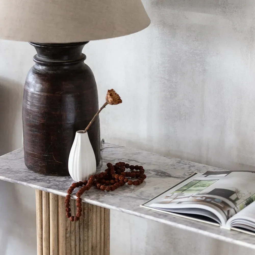 Java Console Table - Mango Wood, White Marble alternate view
