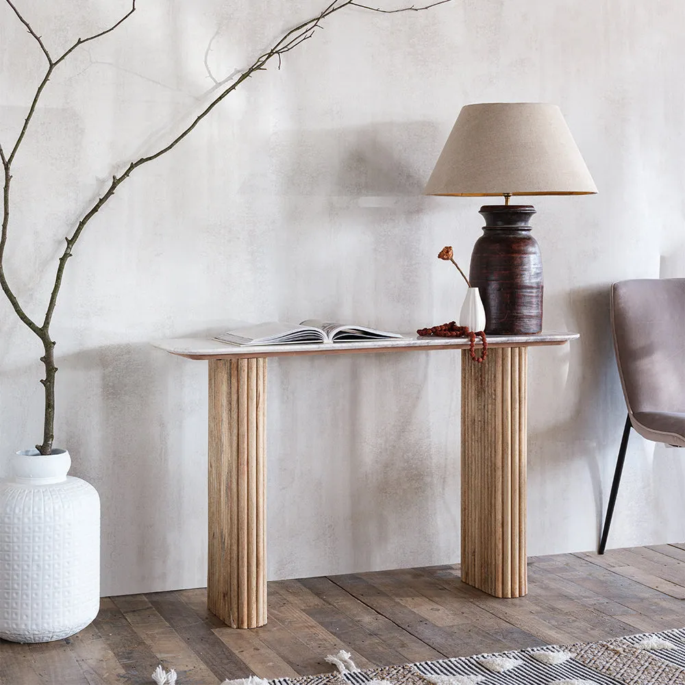 Java Console Table - Mango Wood, White Marble product