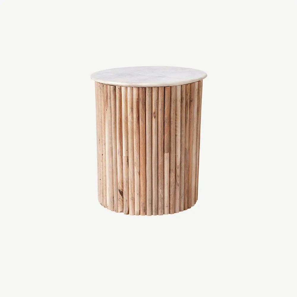 Java Lamp Table - White Marble, Mango Wood alternate view