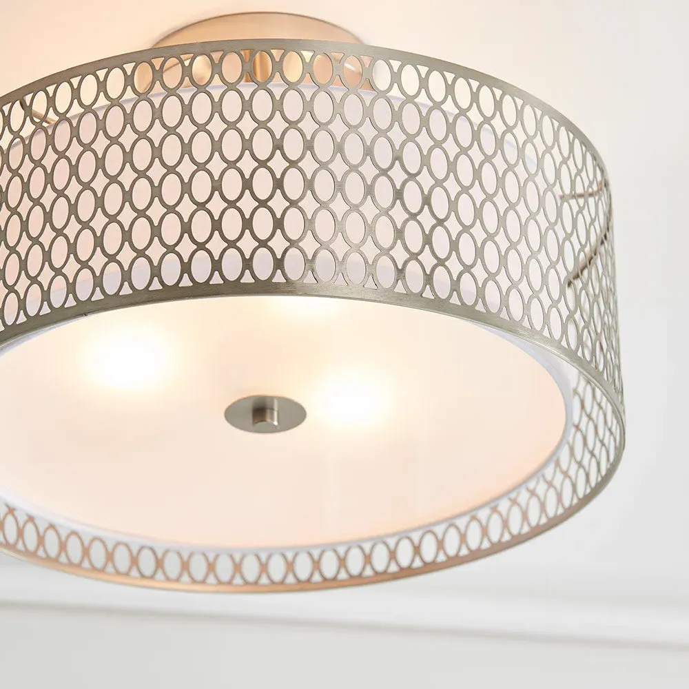 Jodrell 3-Light Flush Ceiling Light - Satin Nickel alternate view
