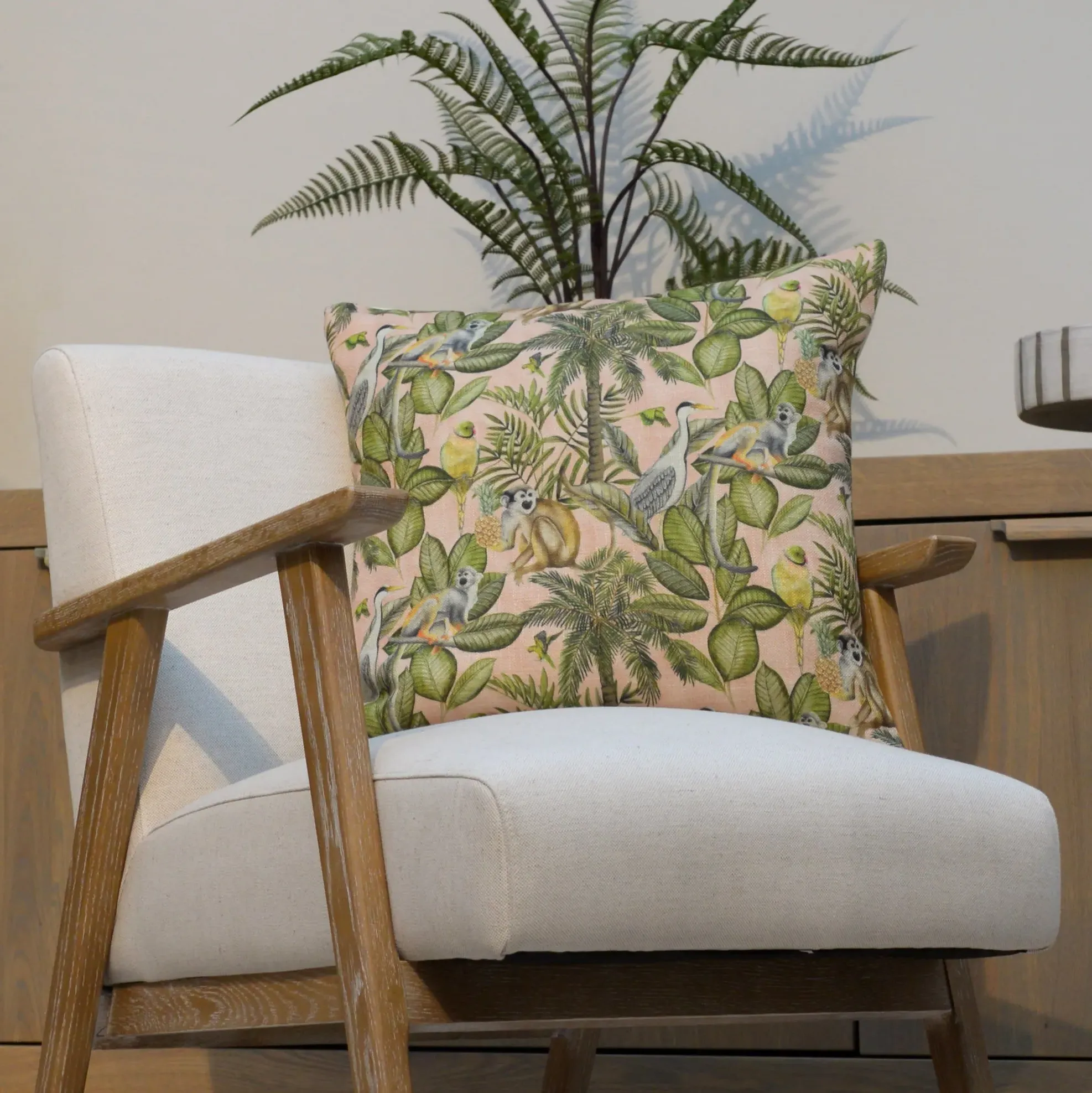 Jungle Square Cushion - Pink, Multi alternate view