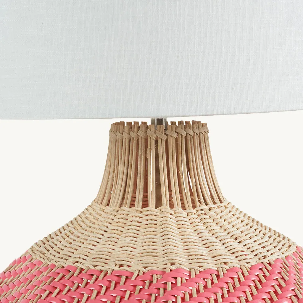 Large Rattan Table Lamp - Pink alternate view