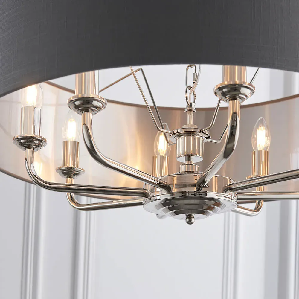 Leif 8-Light Pendant Light - Grey, Linen alternate view
