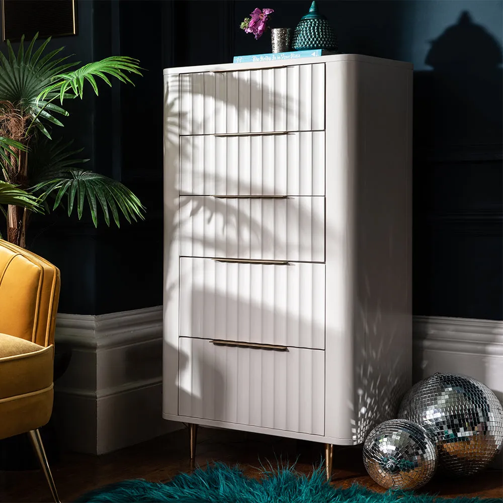 Lily 5 Drawer Tall Chest - Ivory, Mahogany product