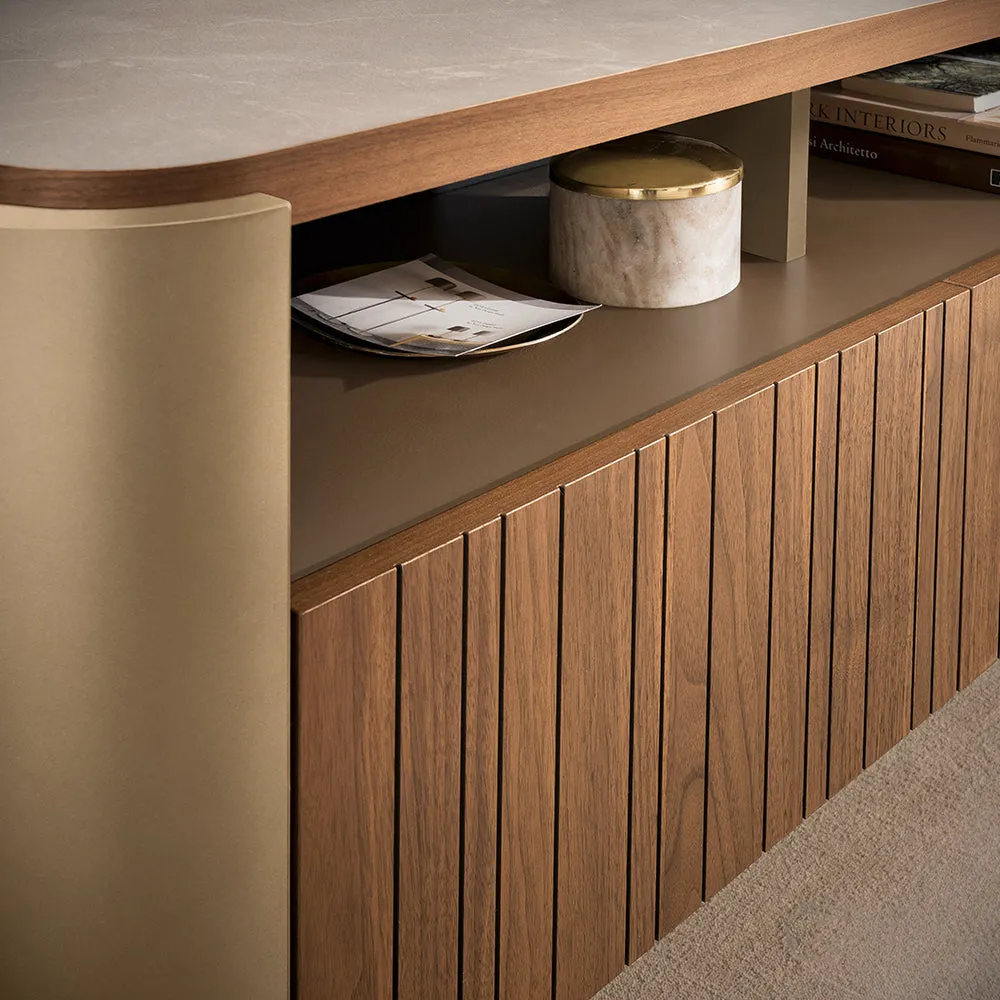 Limoges 3 Door Buffet - Walnut Veneer, Stone Laminate alternate view