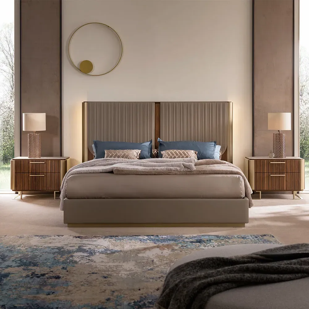 Limoges King Size Bed Frame - Eco-Leather, Walnut Veneer product