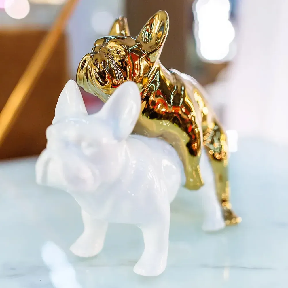 Love Dogs Porcelain Figurine - White, Gold alternate view