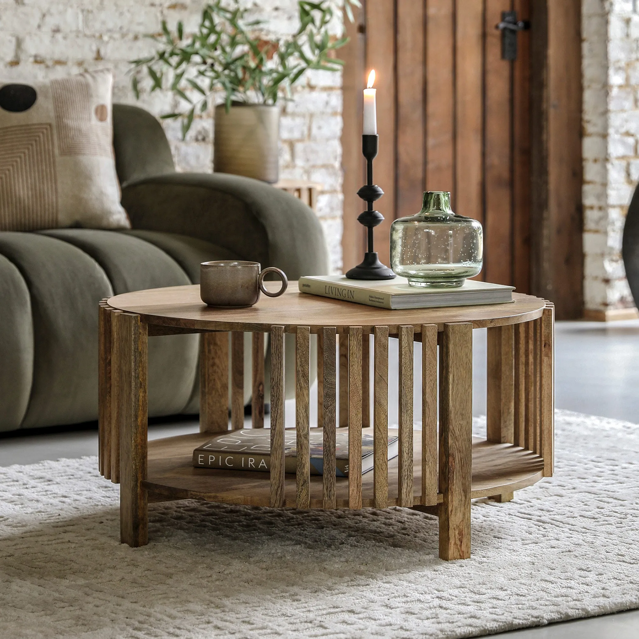 Ludlow Slatted Coffee Table with Storage - Acacia Wood product