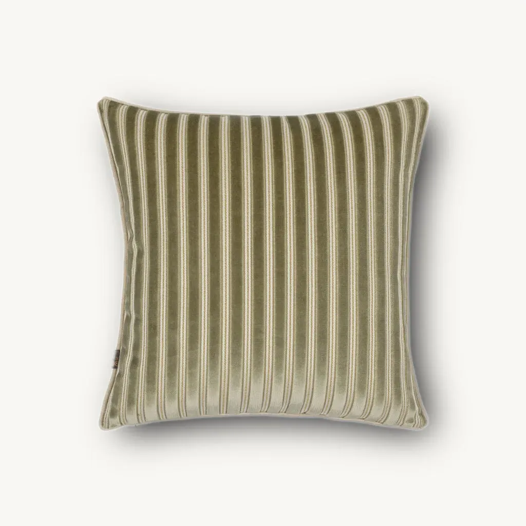 Lyra Striped Cushion - Sage Green, Velvet alternate view
