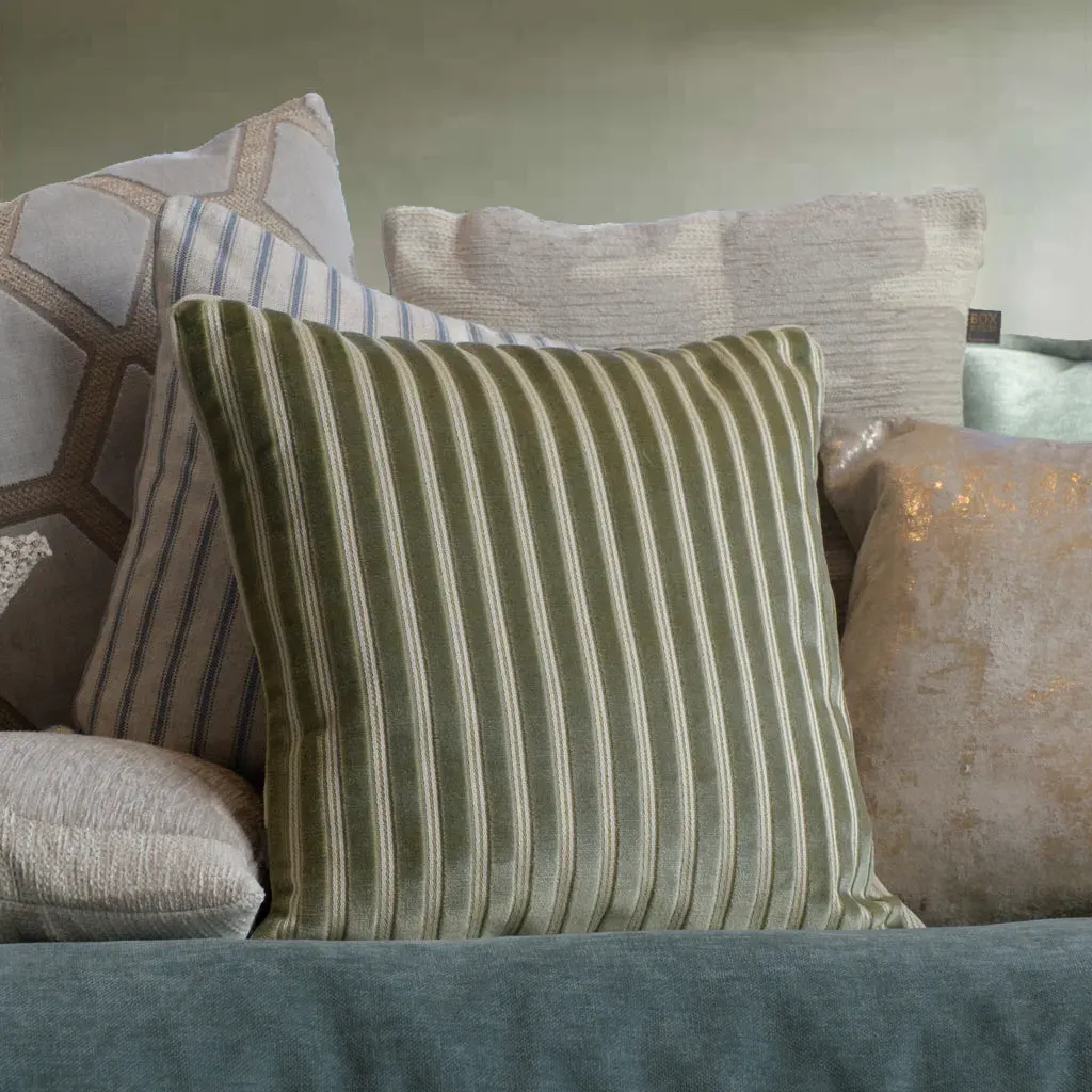 Lyra Striped Cushion - Sage Green, Velvet product