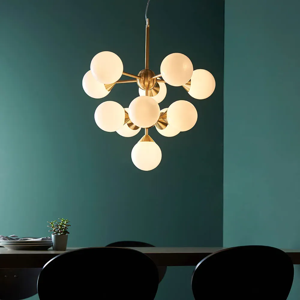 Magnus 11-Light Pendant - Brushed Brass, Opal Glass alternate view