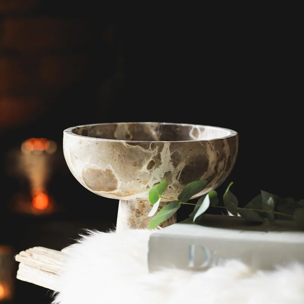Marble Bowl on Stand - Brown, Marble alternate view