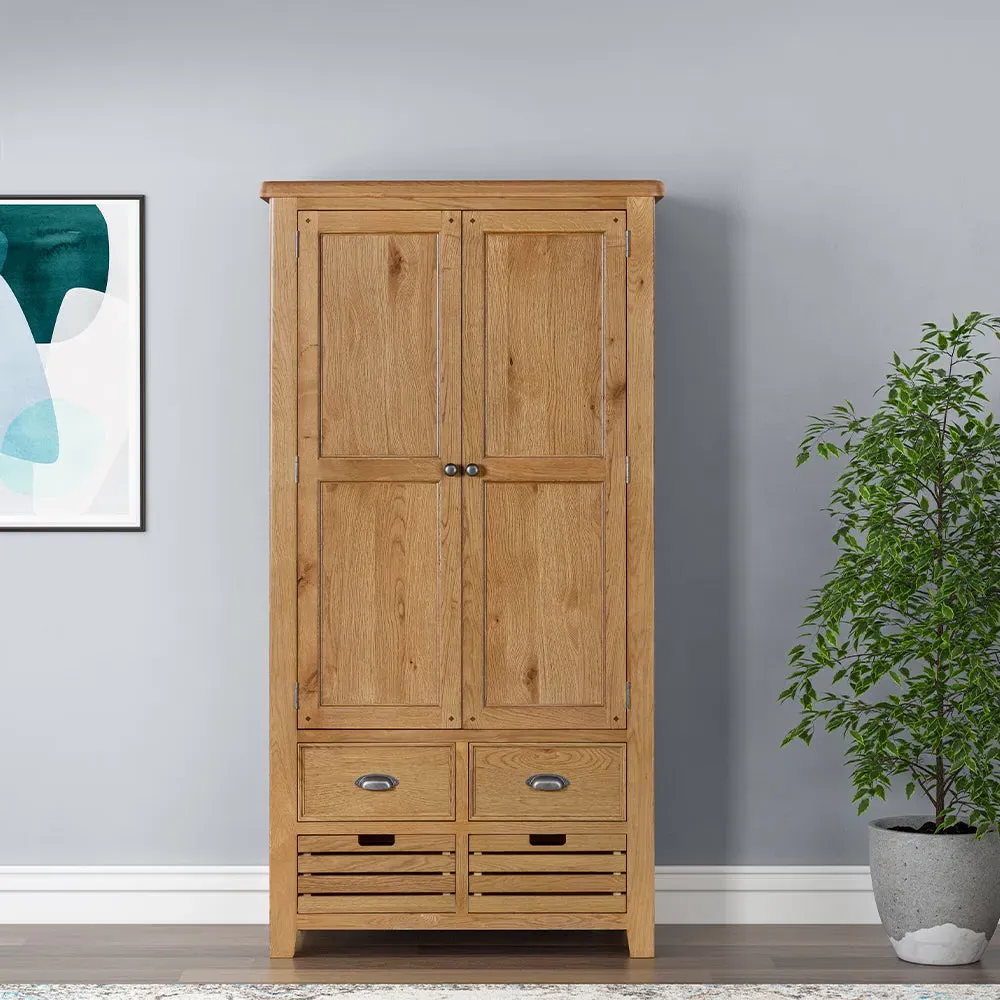 Medway Double Larder Cupboard with Wine Rack - Oak product