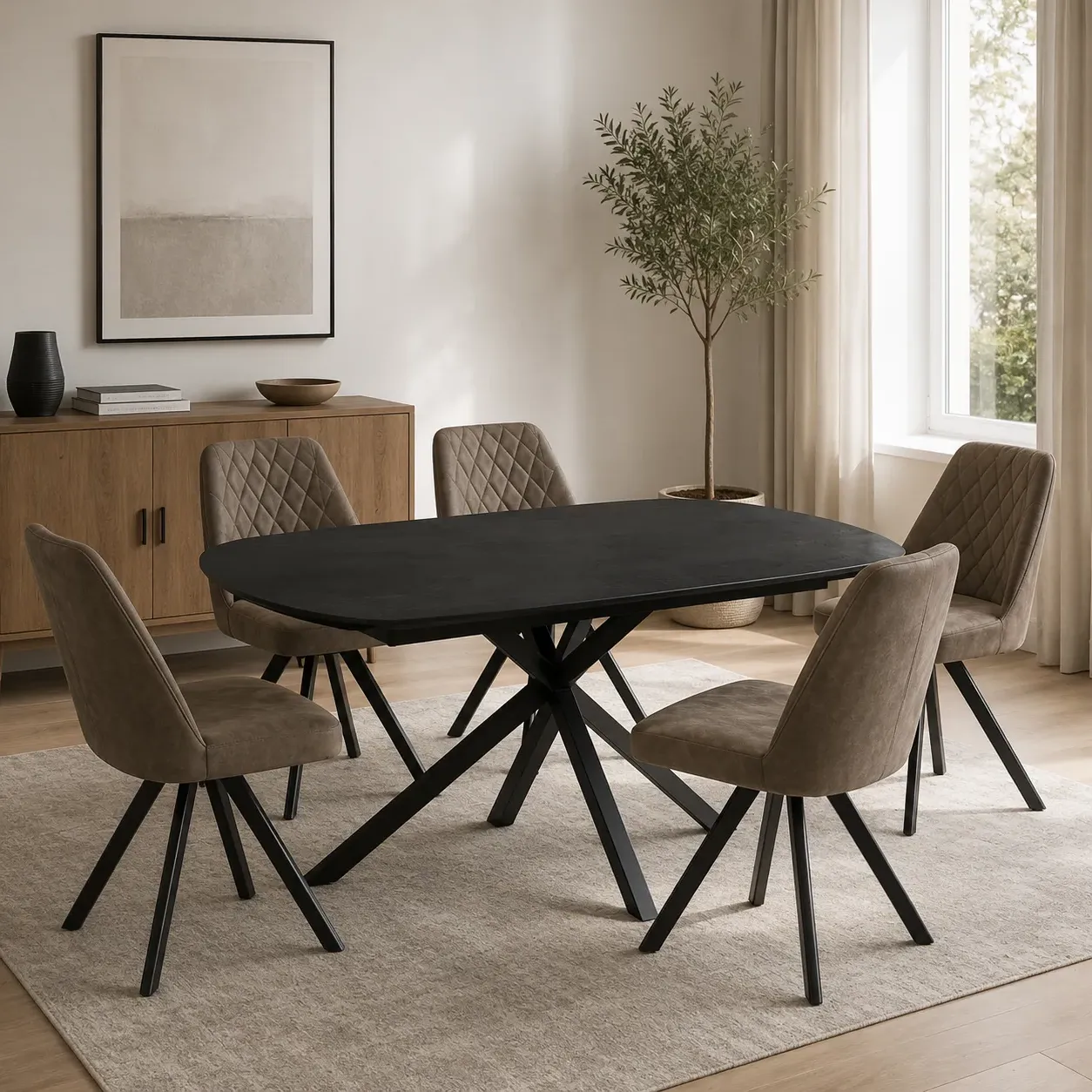 Memphis Extendable Dining Table - Ceramic, Black Steel product