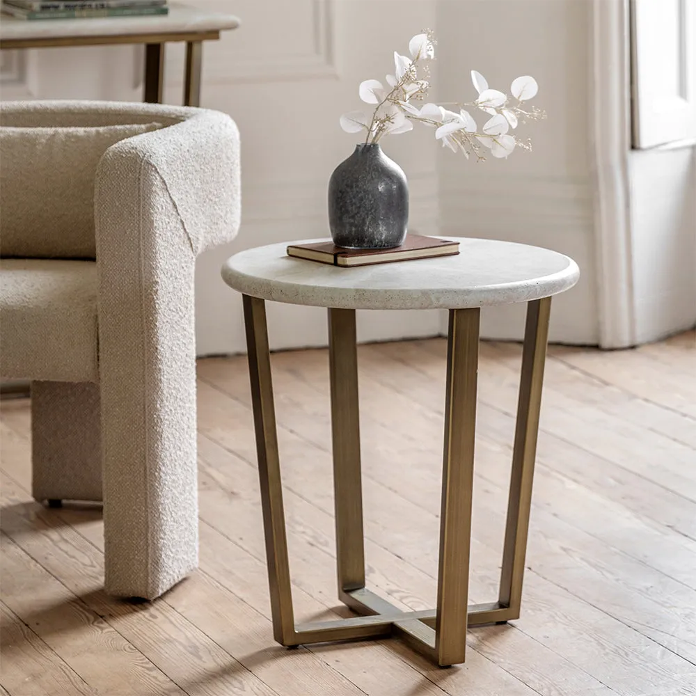 Milton Side Table - Marble-Effect, Gold Steel product