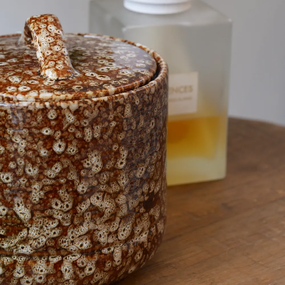 Mottled Lidded Pot - Brown, Ceramic alternate view