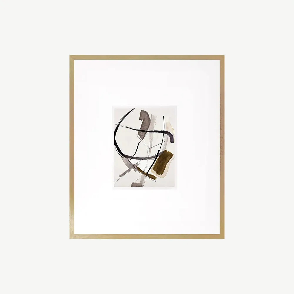 Neutral Lines II Abstract Wall Art - Beige, Oak Effect Frame product