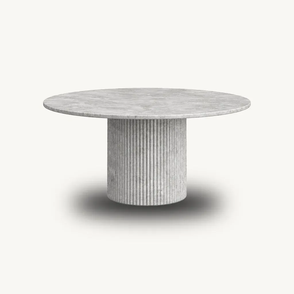 Newport Round Dining Table - Grey Travertine, Marble alternate view