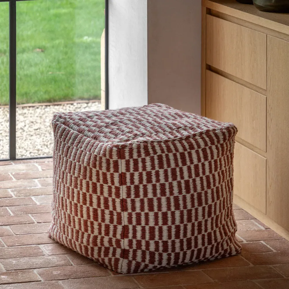 Nutmeg Pouffe - Orange-Red, Woven Wool product